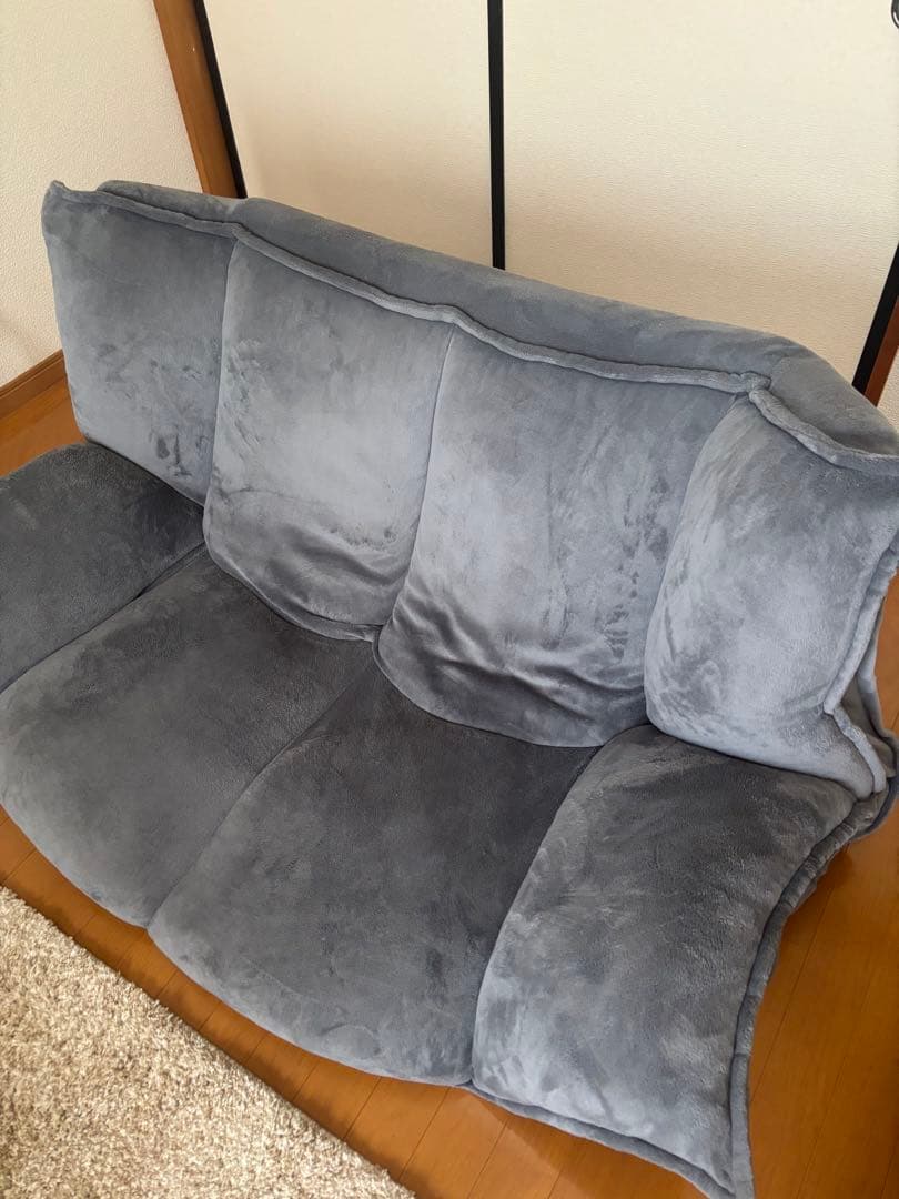 LOWYA 2人掛け 肉厚フロアソファ リクライニング