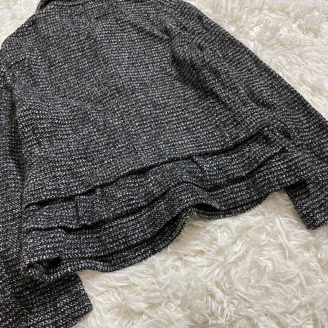 美品　トリココムデギャルソン　ツイードジャケット　丸襟　裾　段階フリル　グレー