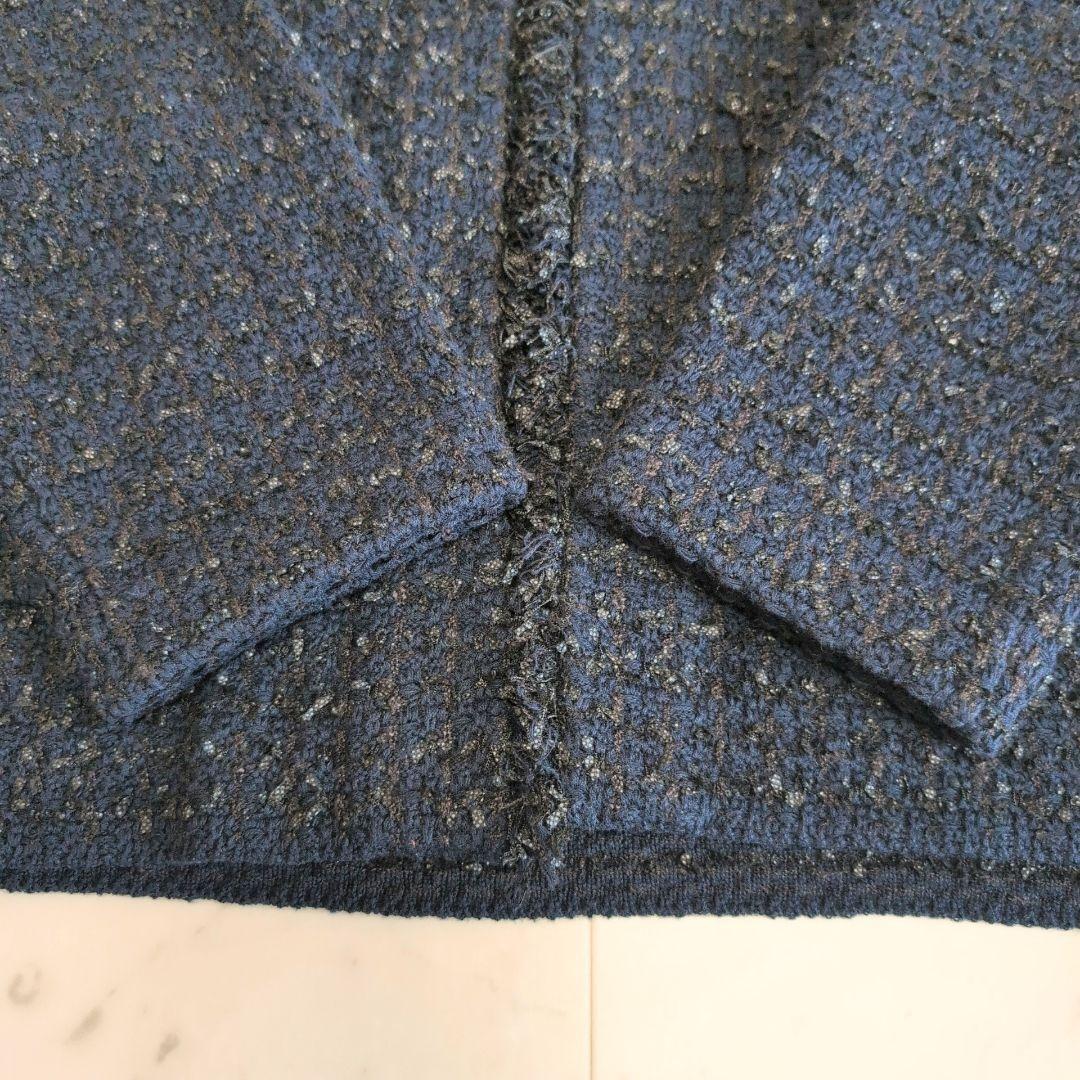 SHIPS〈手洗い可能〉ニット ツイード クルーネック カーディガン　ネイビー