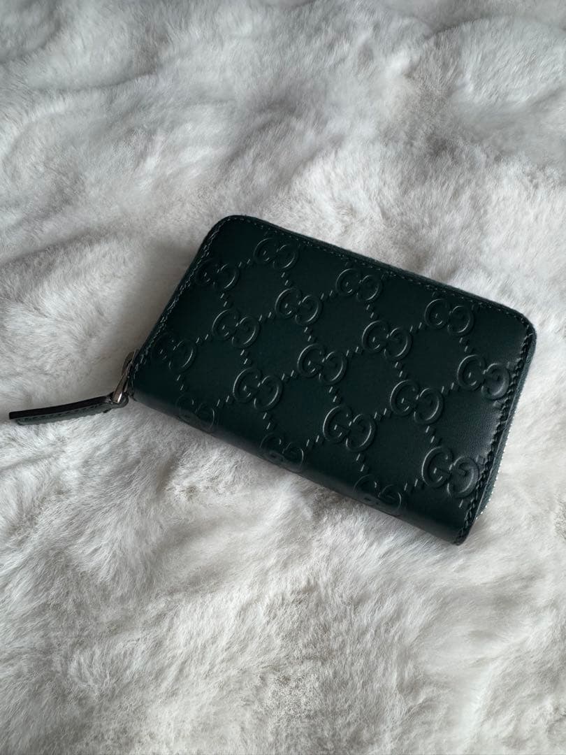 GUCCI グッチ　ケース　カードケース　グッチシマ　メンズ　モスグリーン