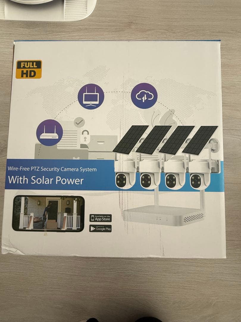【9.5割新・ほぼ未使用】ソーラーパネル付きワイヤレス防犯カメラセット