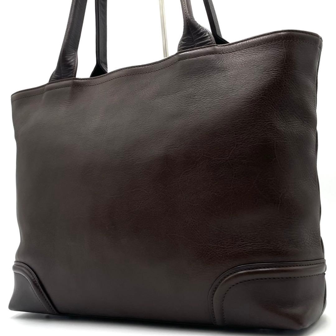 美品● ファイブウッズ トートバッグ ビジネスバッグ A4収納 ブラウン レザー