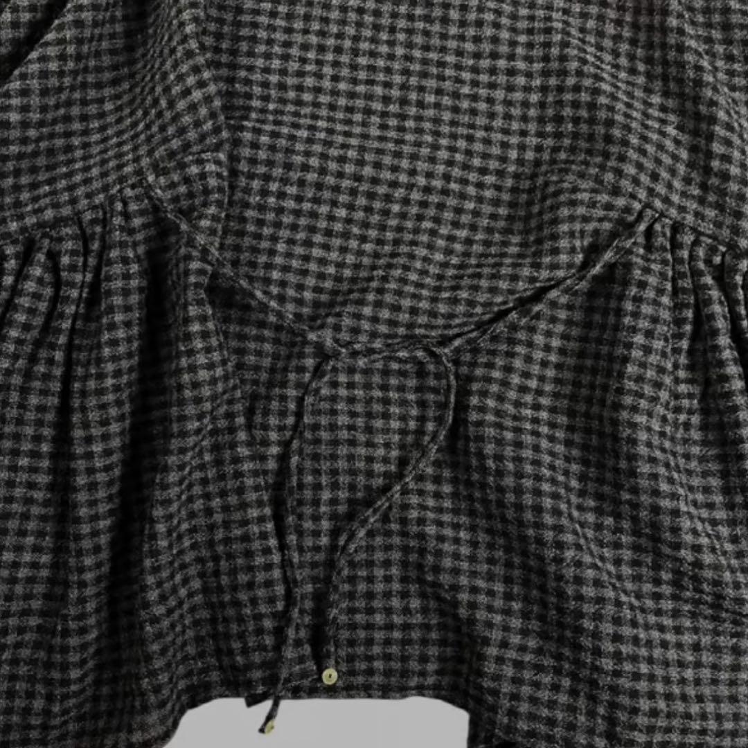 【新品未使用】(g)グラム ウールガーゼチェックギャザープルオーバー