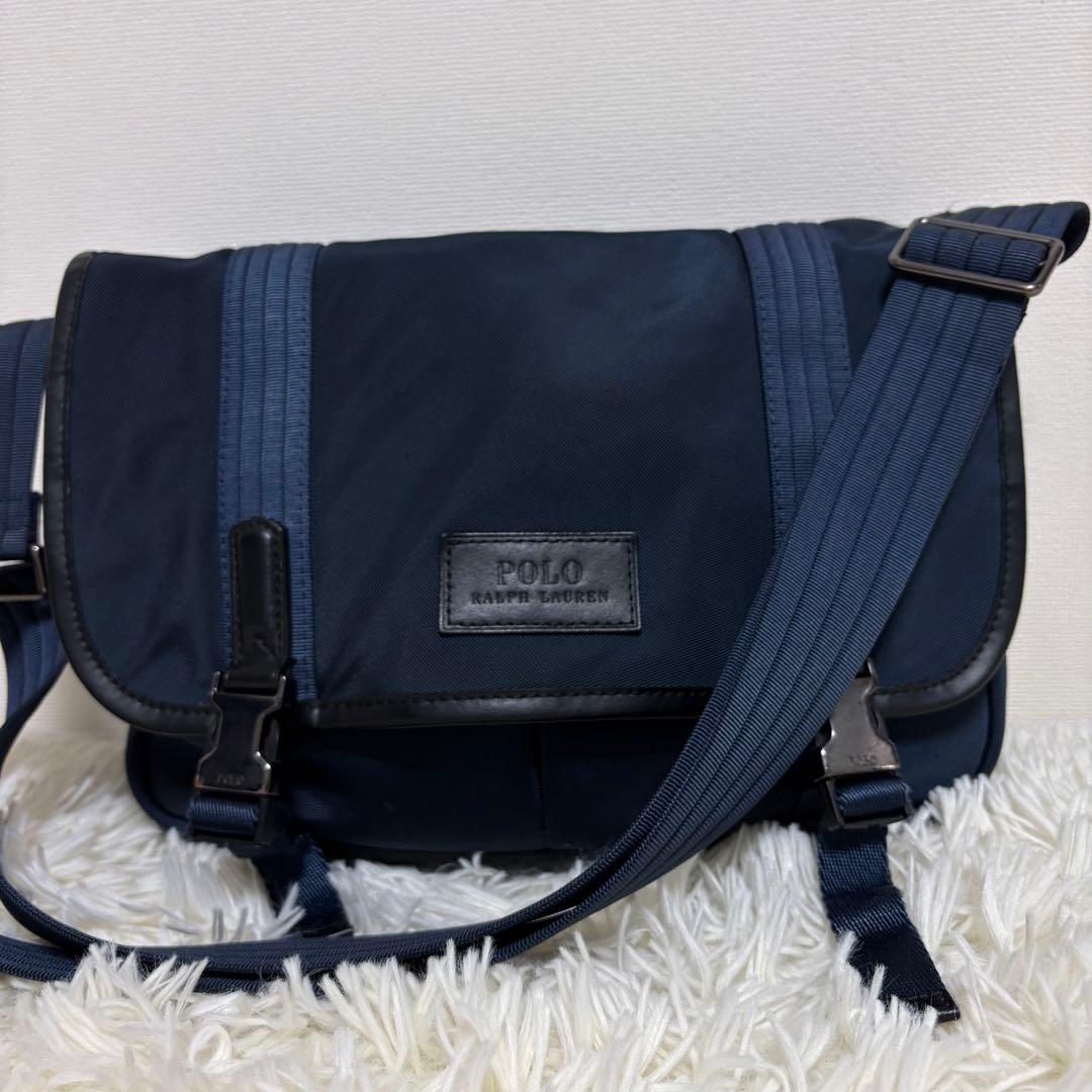 【美品】ラルフローレン ショルダーバッグ メッセンジャー ネイビー