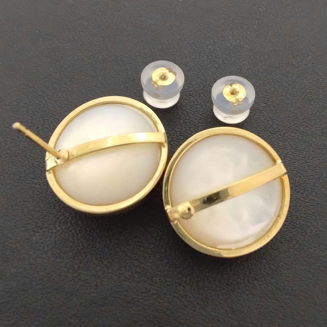 K18◯マベパール◯ピアス✨シンプル綺麗✨K18製シリコン留め具新品