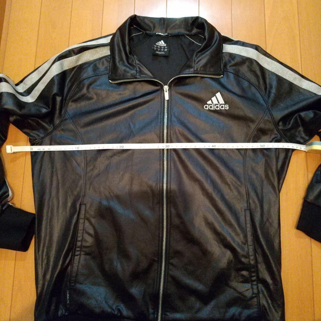 adidas ジャージ　上下セットアップ　黒白光沢　サイズO