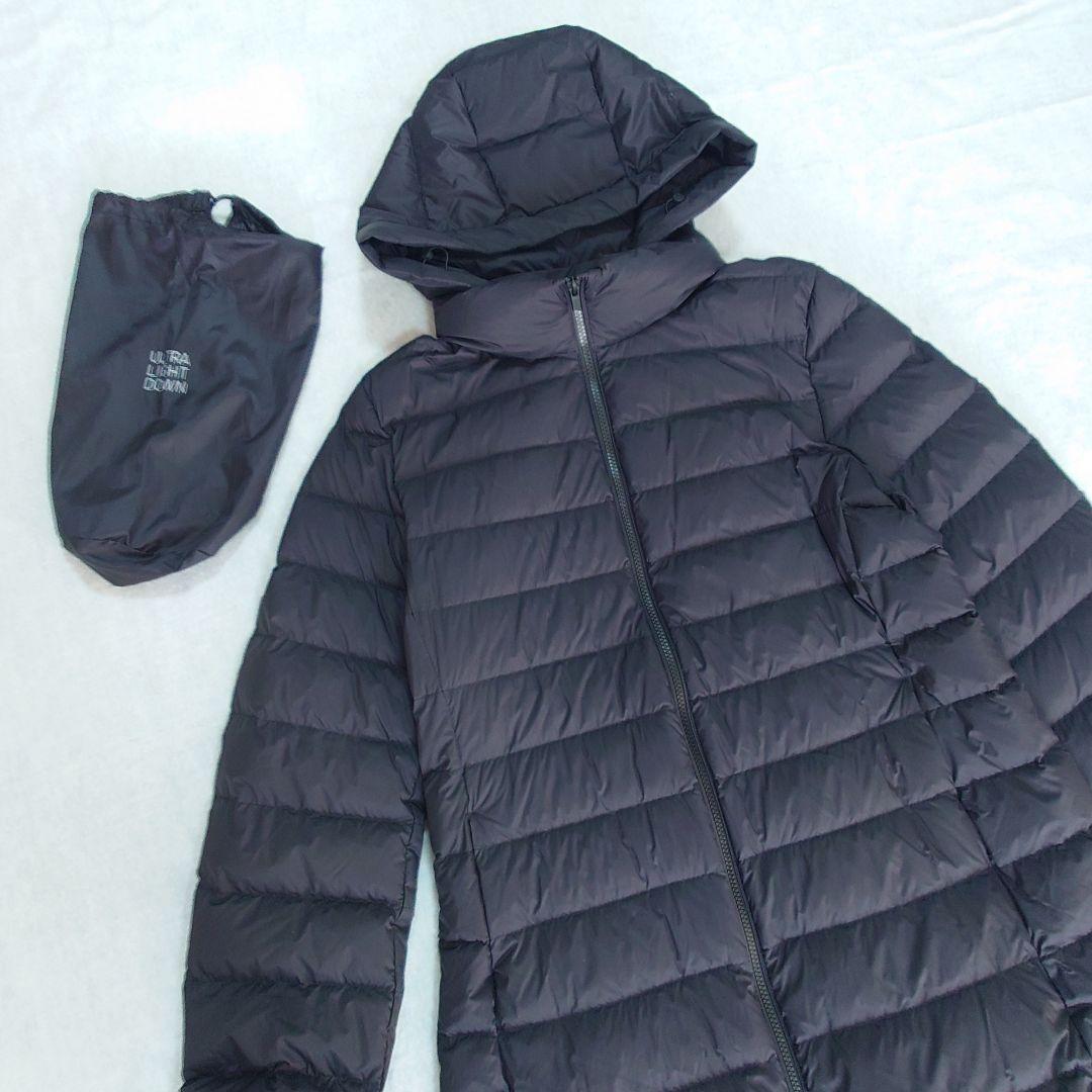 UNIQLO ウルトラライトダウン　ロングコート ブラック　巾着付　ＸＬ