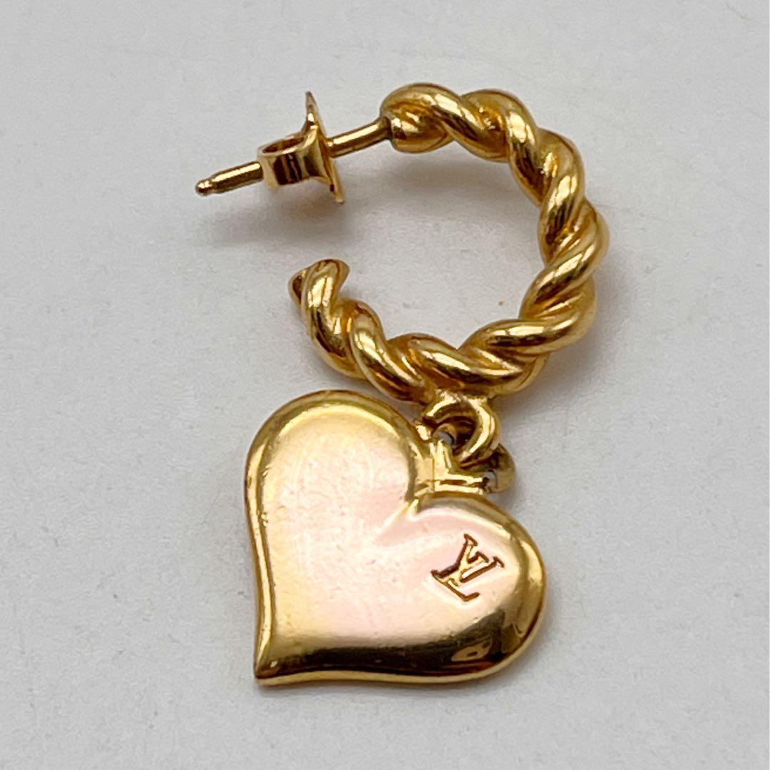 ルイヴィトン ブークルドレイユ ピアス 片耳 LV GPゴールド　ハート