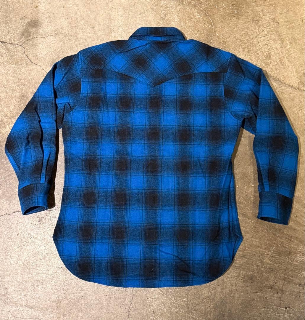 PENDLETON ウールシャツ オンブレ usa製　青黒 ウエスタン
