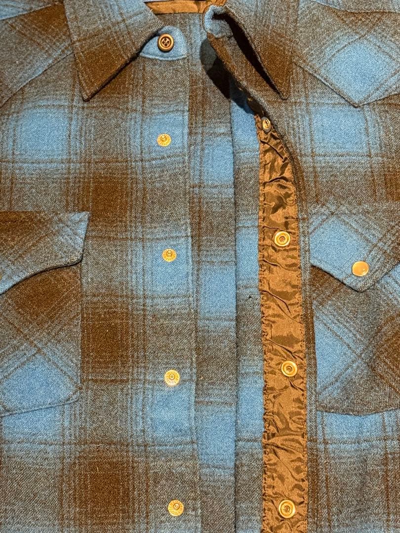 PENDLETON ウールシャツ オンブレ usa製　青黒 ウエスタン