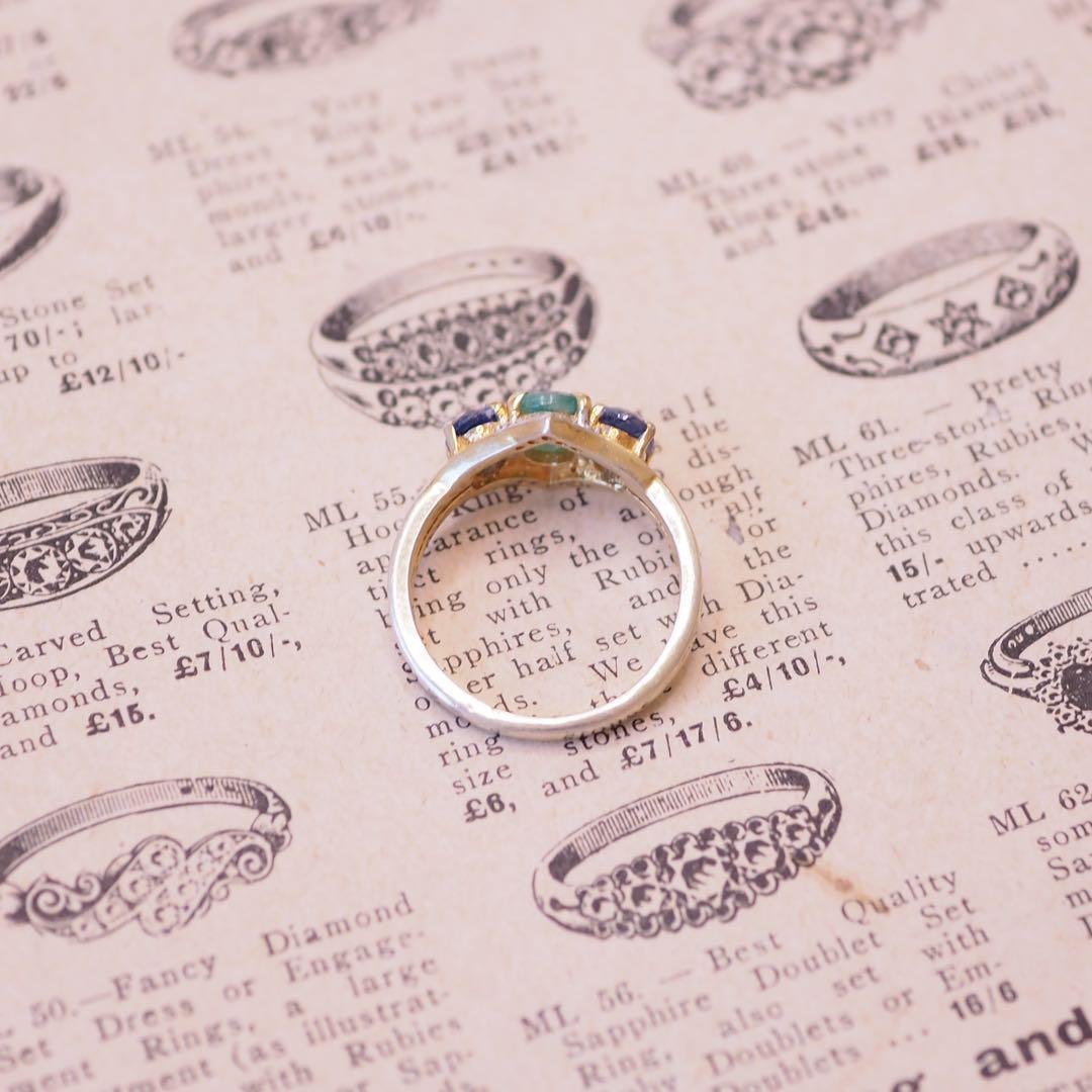 ＊14Kgf 天然エメラルド&ダイヤモンドリング natural emerald