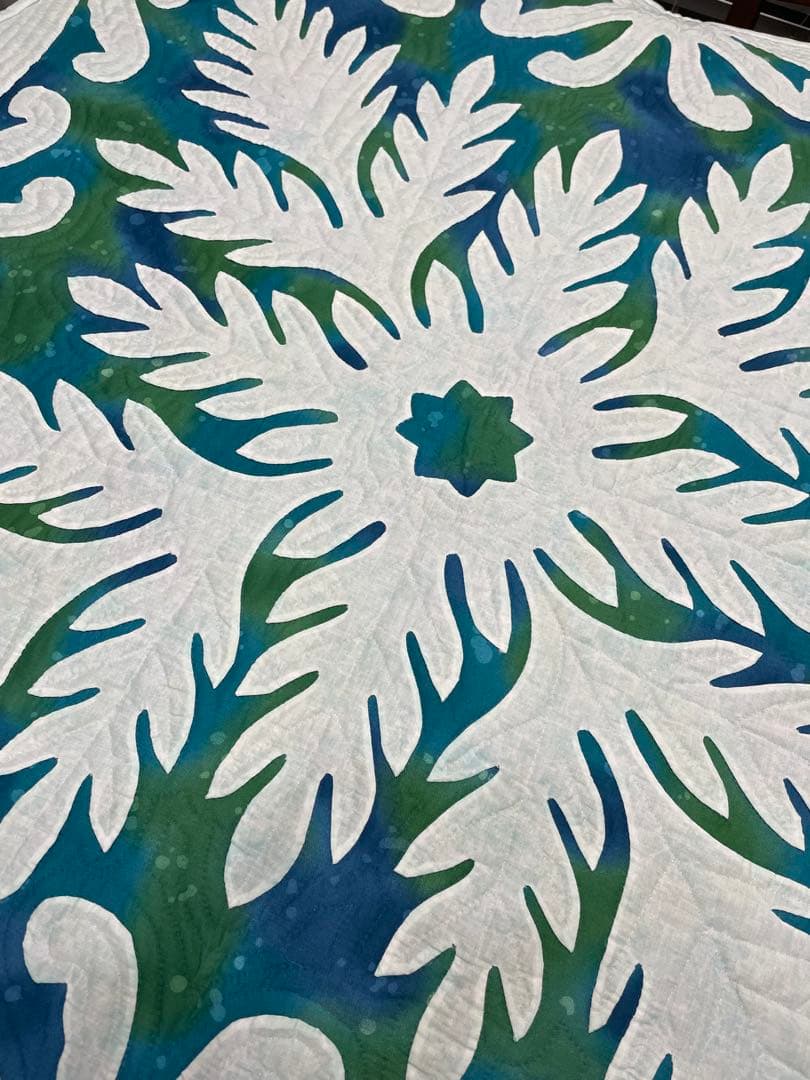 専用ハワイアンキルト タペストリー 緑柄白柄