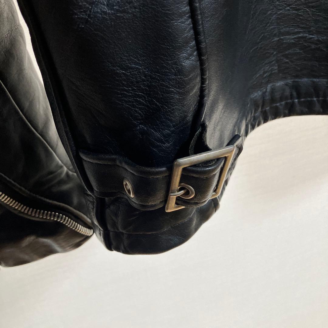 schott サイズ36茶芯 ブラックレザーシングルライダースジャケット