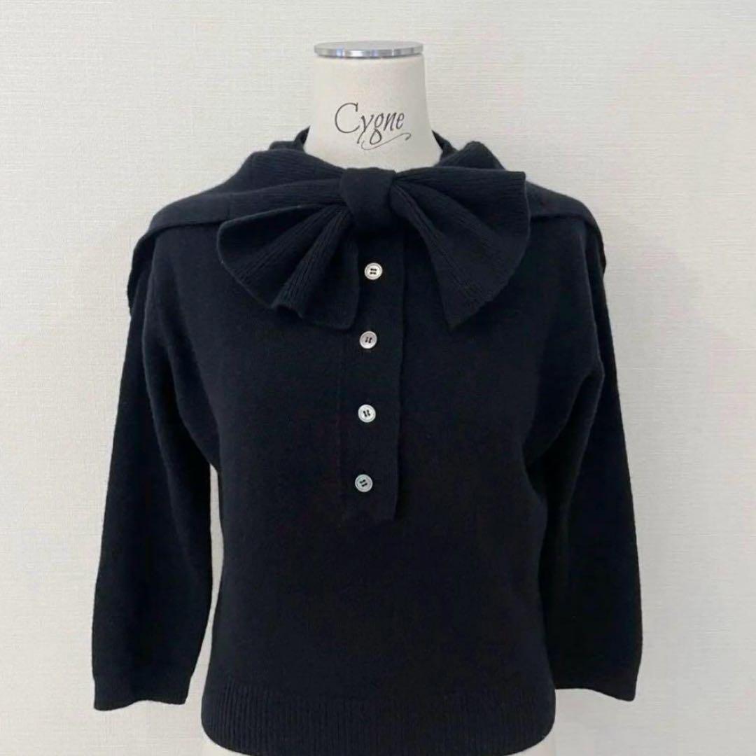 【美品】cygne シーニュ Elise セーラーリボンニット ブラック