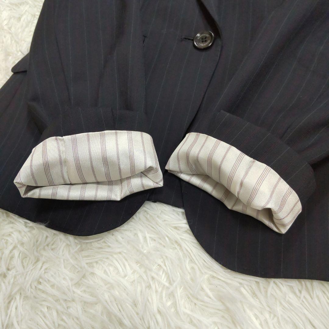 クミキョク 生地 YUNSA パンツスーツ ネイビー ストライプ サイズ2 M