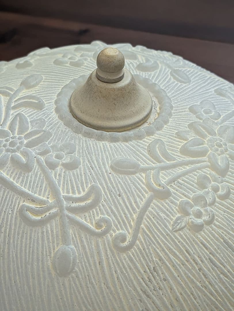 フランス ヴィンテージ 円形 レリーフガラス シーリングライト 照明