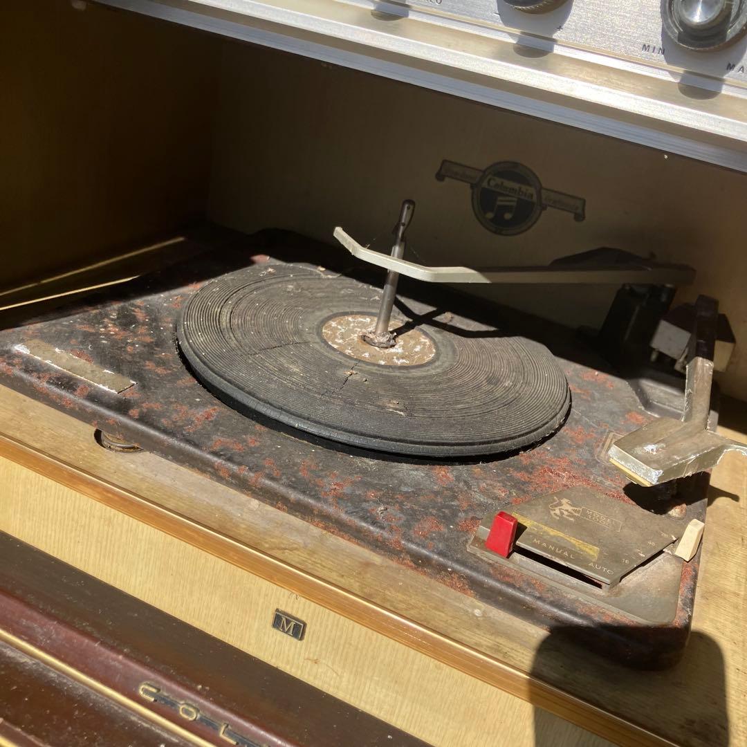 Columbia コロムビア 真空管レコードプレイヤー 木製キャビネット 古道具