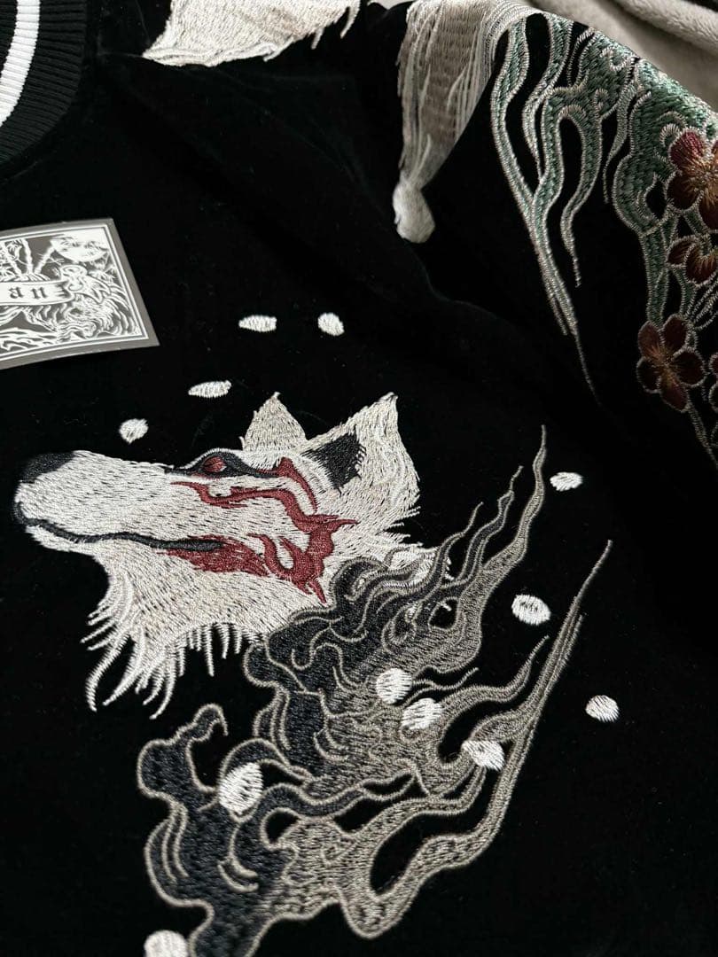 未使用 別珍 キツネ 桜 SKAJAN 日本 スカジャン unisex 美品