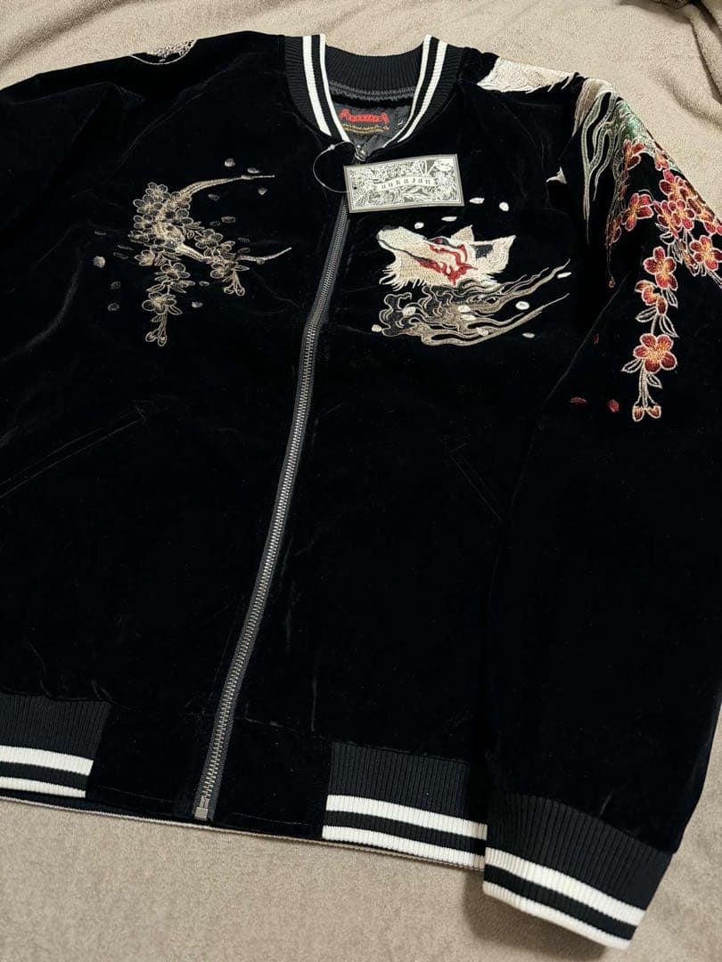 未使用 別珍 キツネ 桜 SKAJAN 日本 スカジャン unisex 美品