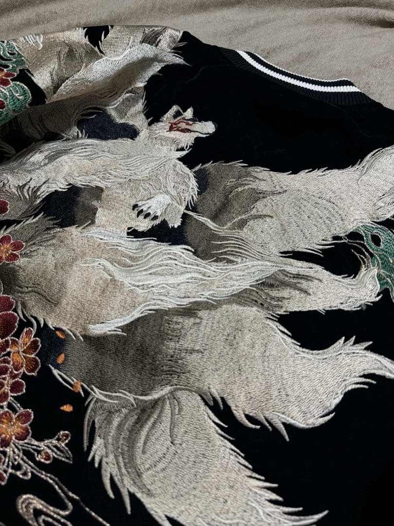 未使用 別珍 キツネ 桜 SKAJAN 日本 スカジャン unisex 美品