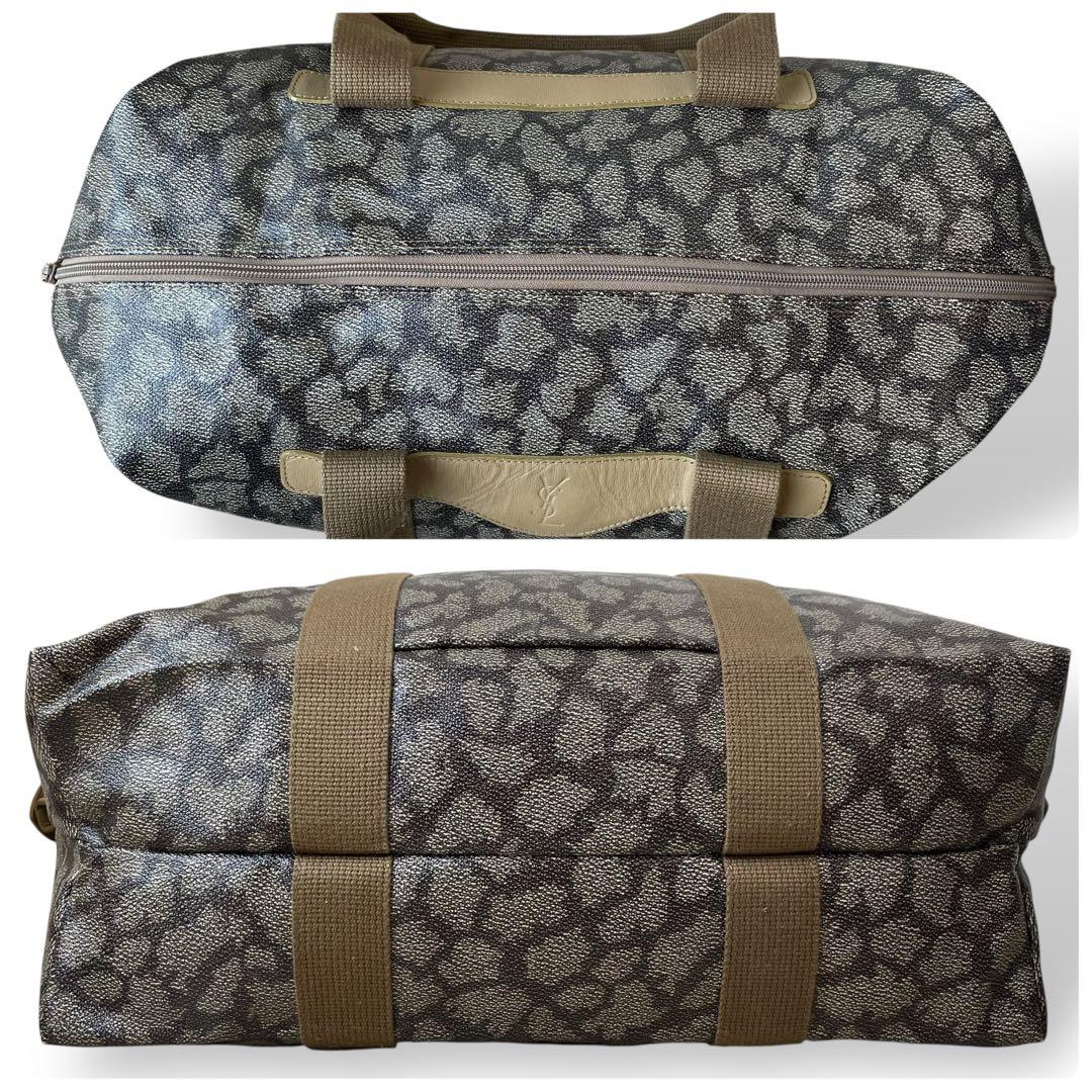 希少 YSL イヴサンローラン☆ジラフ柄 PVC ヴィンテージ ボストンバッグ