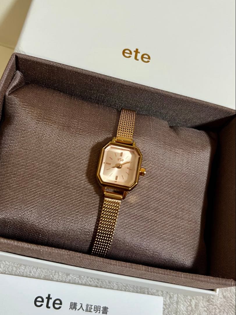 ete ウォッチ オクタゴンフェイス ダイヤモンド　ピンクゴールド