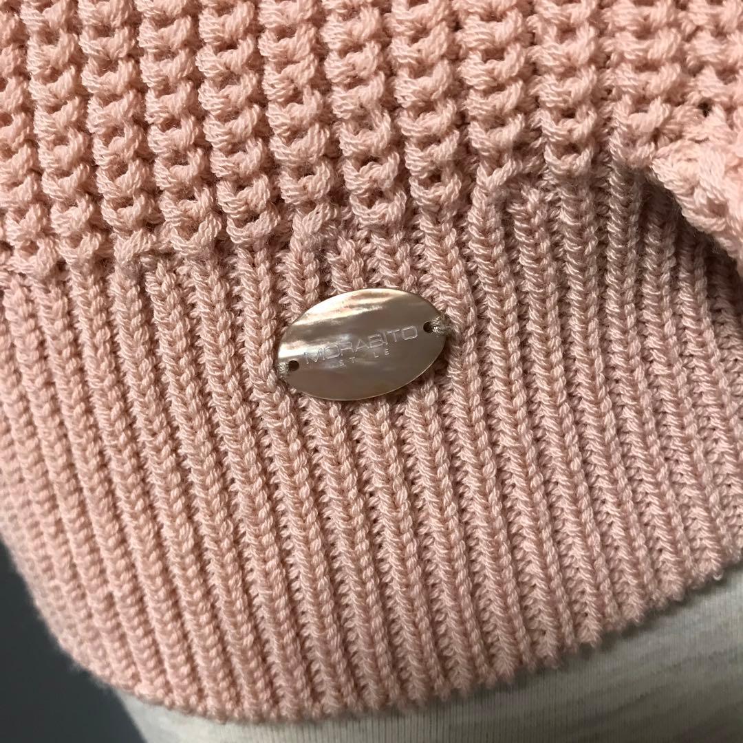 ひろりん　モラビトニットトップス　変形ノースブ　貝ロゴプレート　上質ウール