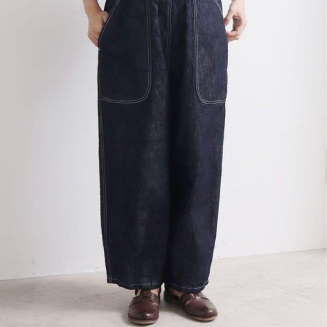 パンツ yuni Cotton Linen denim cocoon pants M