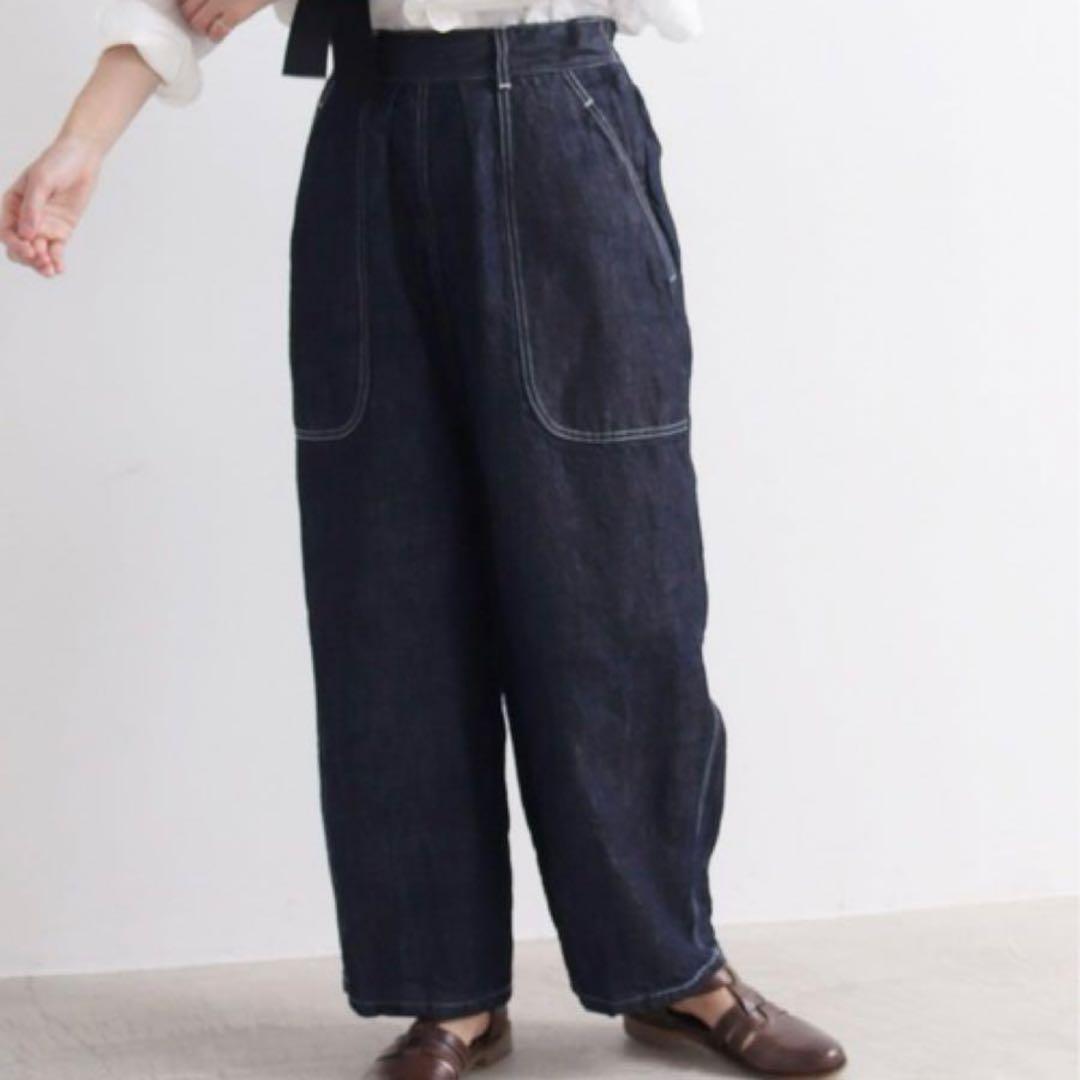 パンツ yuni Cotton Linen denim cocoon pants M