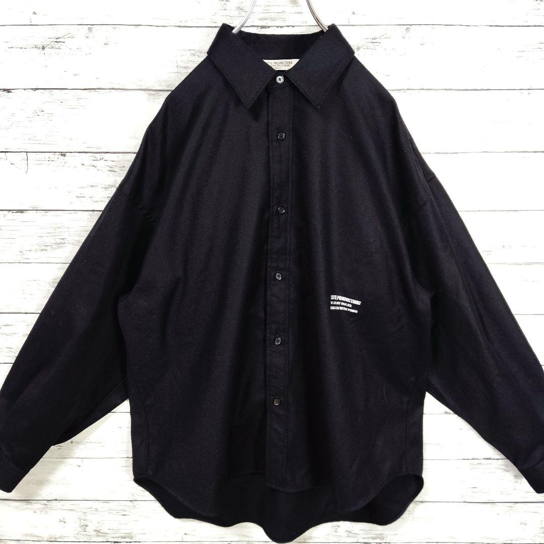 【カシミヤ】クーティープロダクション　ロゴ刺繍オーバサイズウールシャツ　大きい