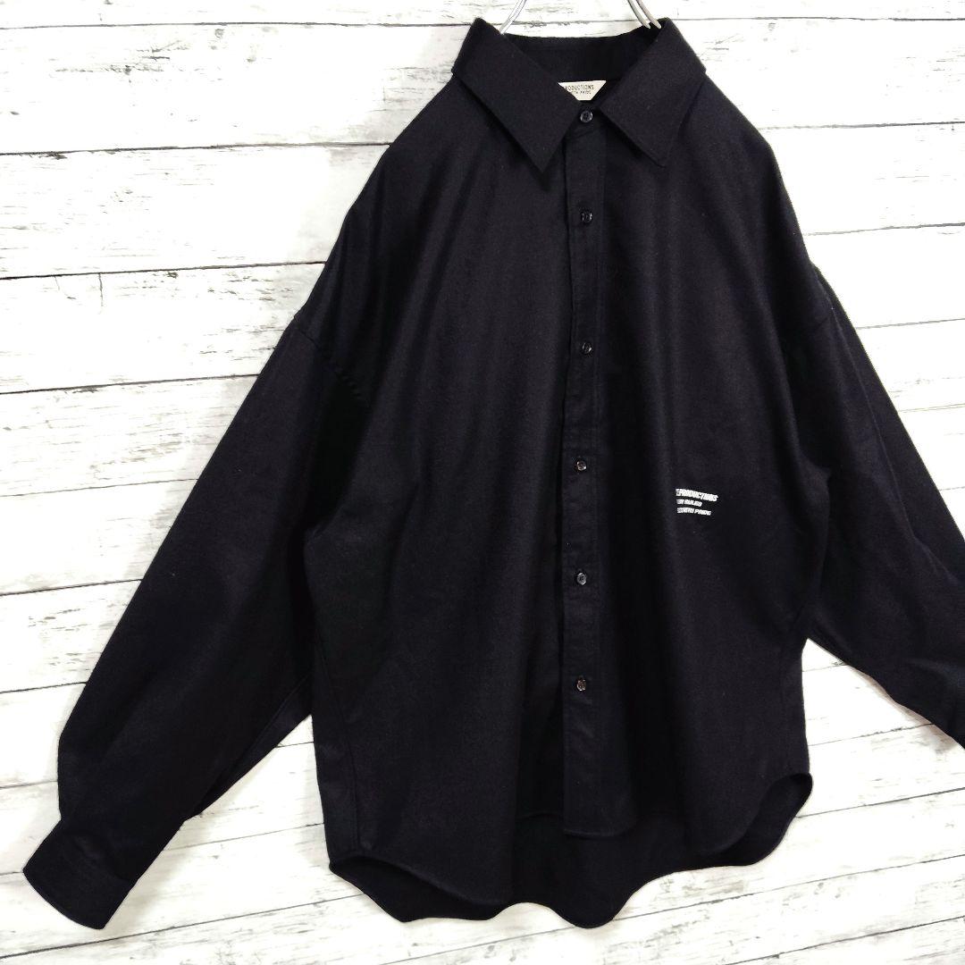 【カシミヤ】クーティープロダクション　ロゴ刺繍オーバサイズウールシャツ　大きい