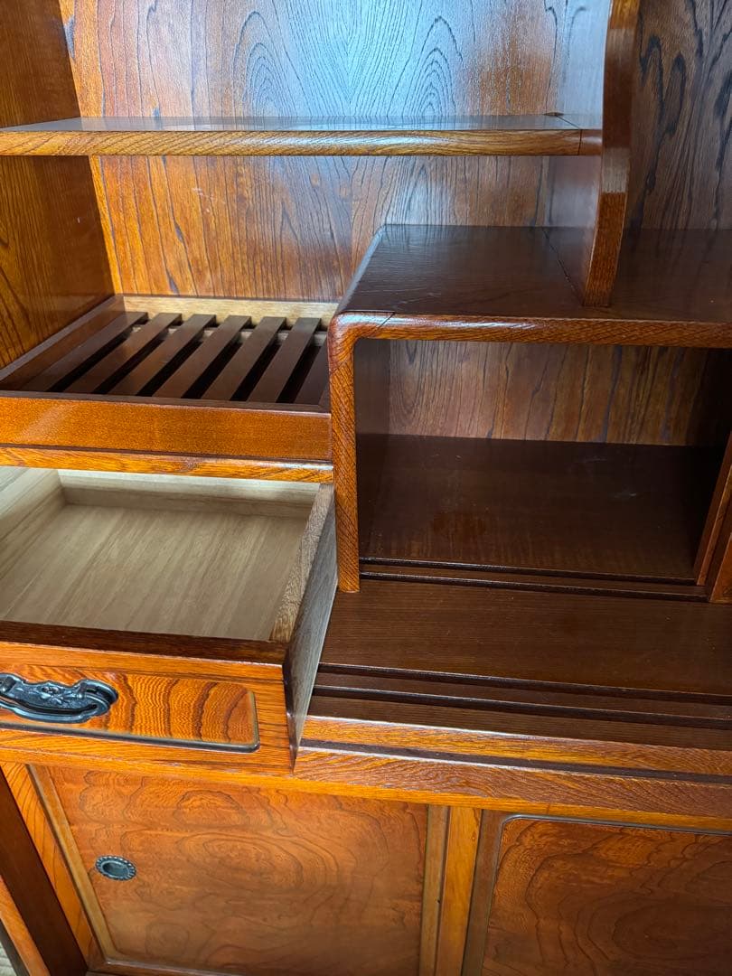 レトロ　茶箪笥　木製ガラス扉収納棚