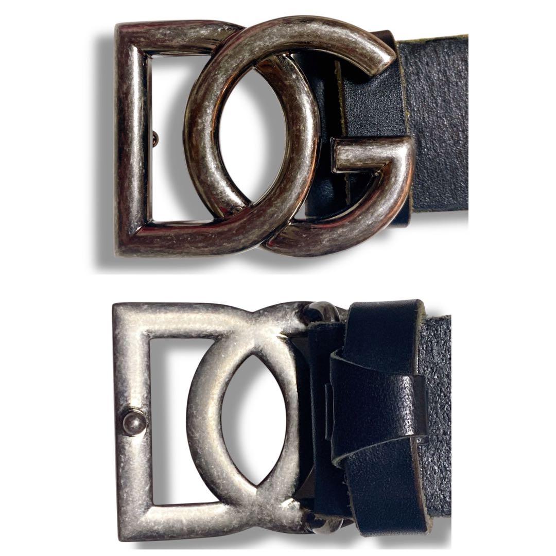 ドルチェアンドガッバーナ イタリア製 ロゴバックル レザー ベルト ブラック