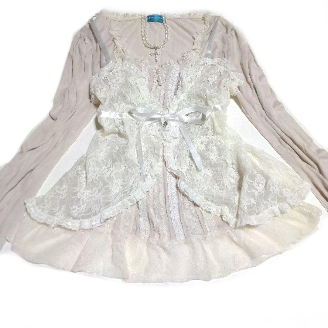 00s coquette姫系 レースフリルカットソーキャミセットLIZLISA系