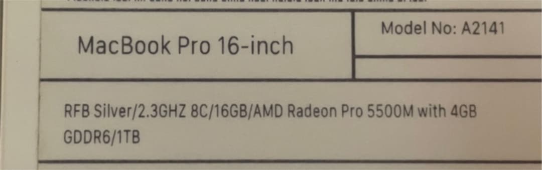 MacBook Pro (16-inch, 2019) シルバー　16G/1TB