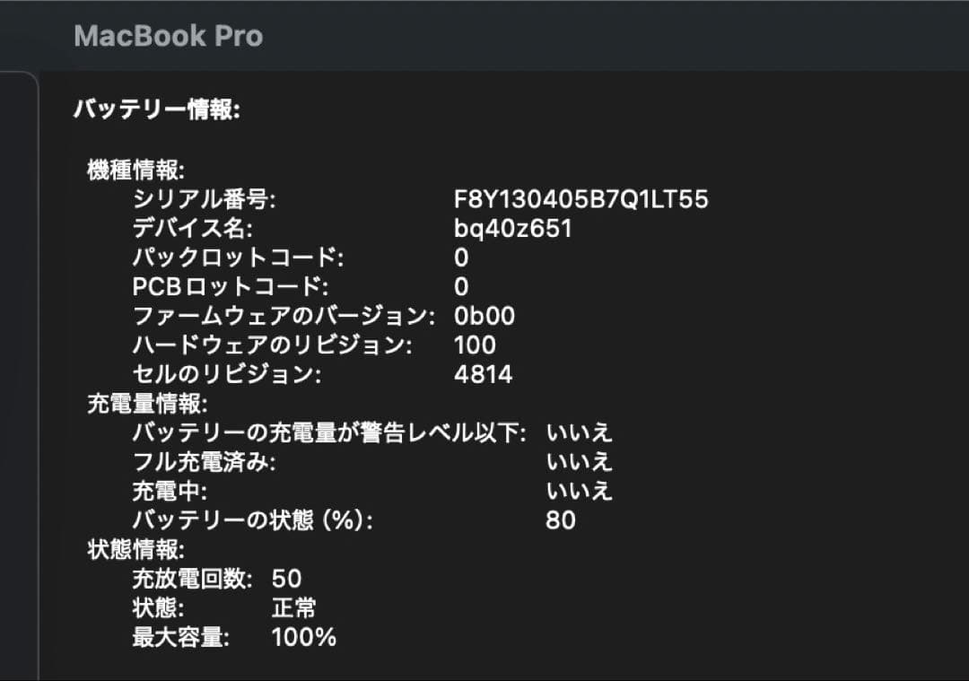 MacBook Pro M1 Pro 14㌅ 備品未使用 最大バッテリー100%