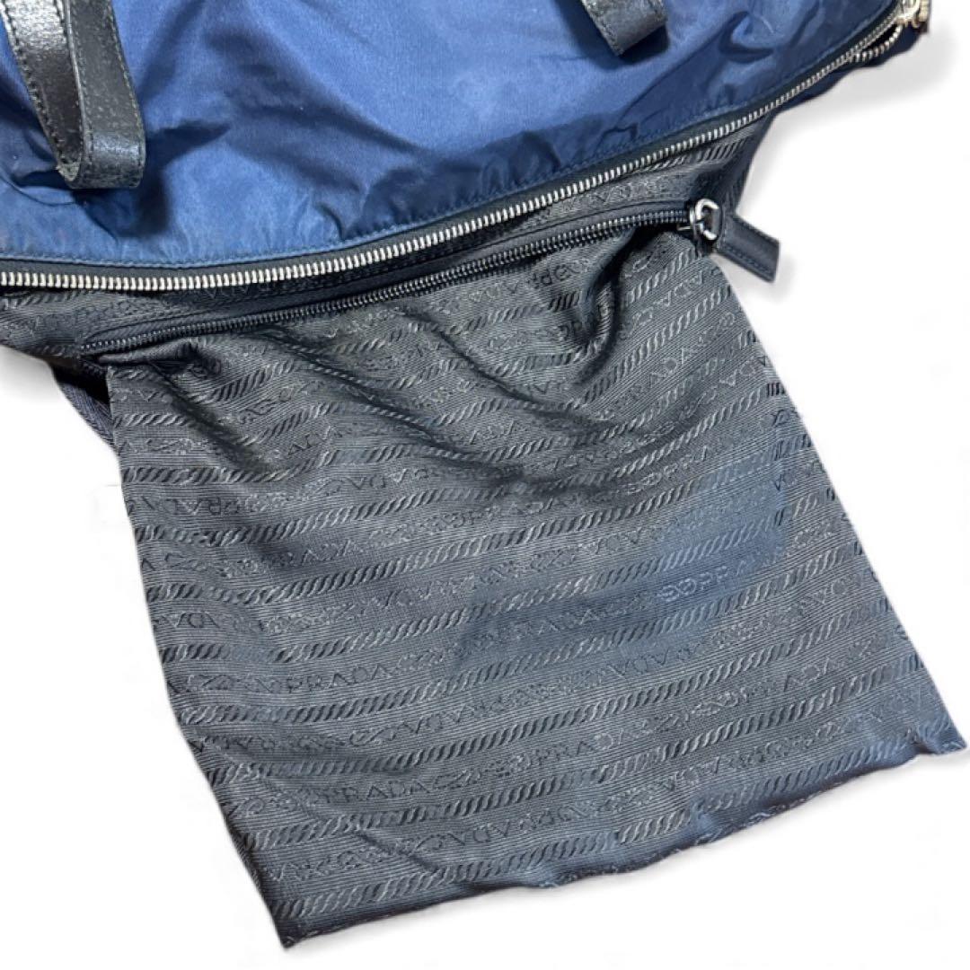 PRADA プラダ　ネイビー　ボストンバッグ　旅行かばん　トートバッグ　三角ロゴ