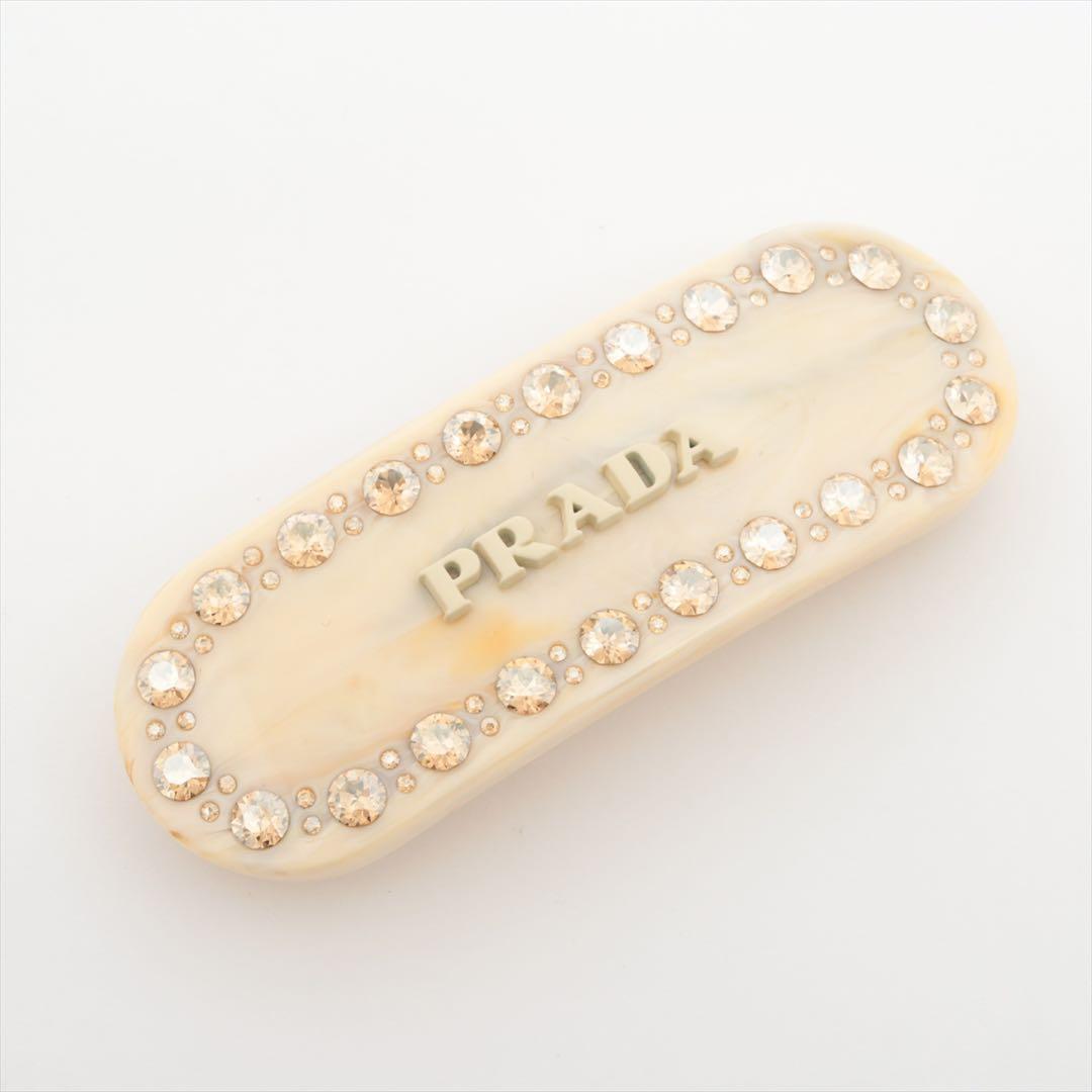 PRADA プレックス　ヘアバレッタ　ベージュ　ビジュー　プラダ　ヘアクリップ