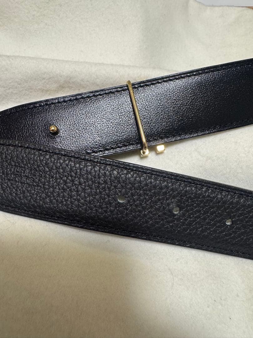 HERMESエルメス　ベルト/H オ カレ/ダブルH/リバーシブル　黒　85