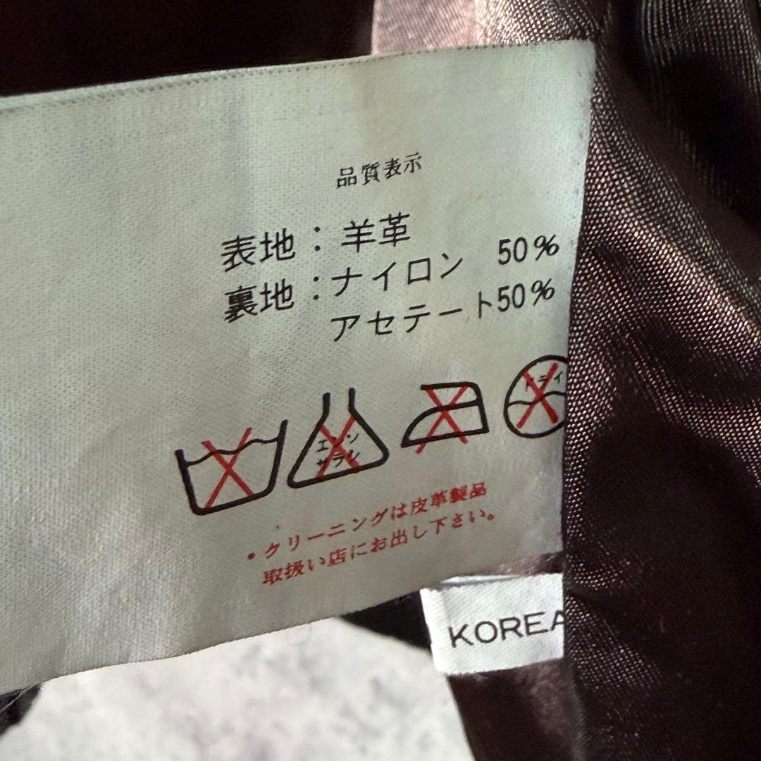 羊革 レザー ジャケット 短丈 濃茶 ヴィンテージ 本革 肩パッドなし