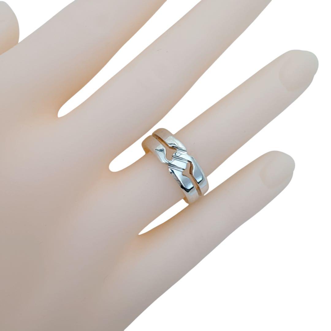 【光沢艶感仕上げ】 グッチ ノット インフィニティ シルバー リング 14号