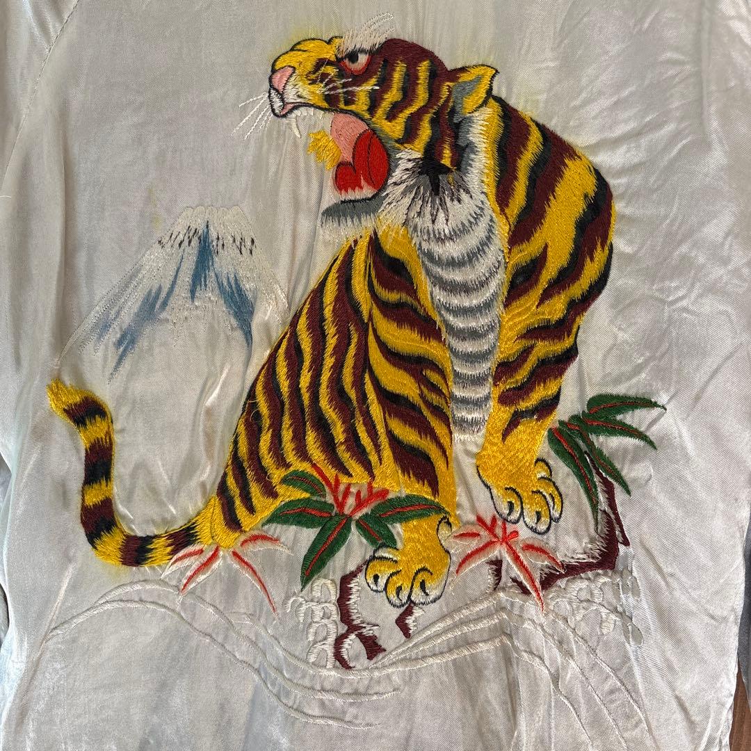 【50sビンテージ】スカジャン 中綿 サテン cherry フェード スーベニア