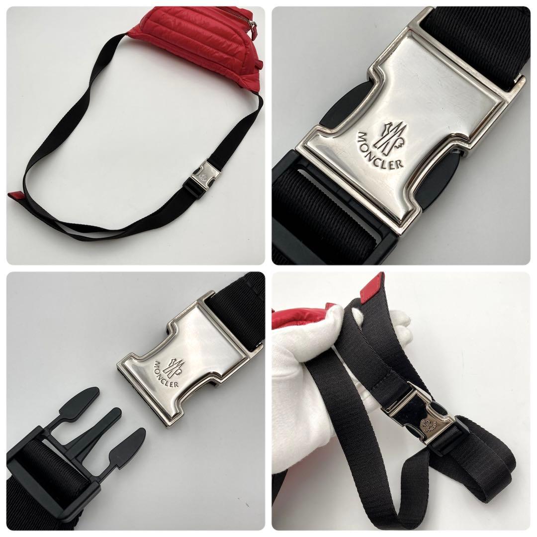 ®️✨ MONCLER ウエストバッグ ダウン 赤 キルティング 男女