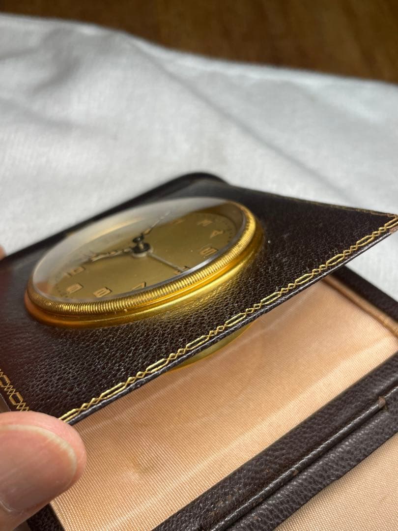 ドイツ　KIENZLE 本革仕様の真鍮ガラス目覚し時計　時計/目覚し　正確稼働