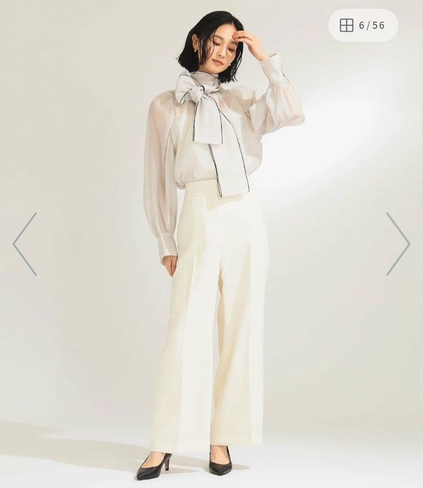 新品タグ付き BEAMS オーガンジーリボンブラウス シアー ボウタイ 配色