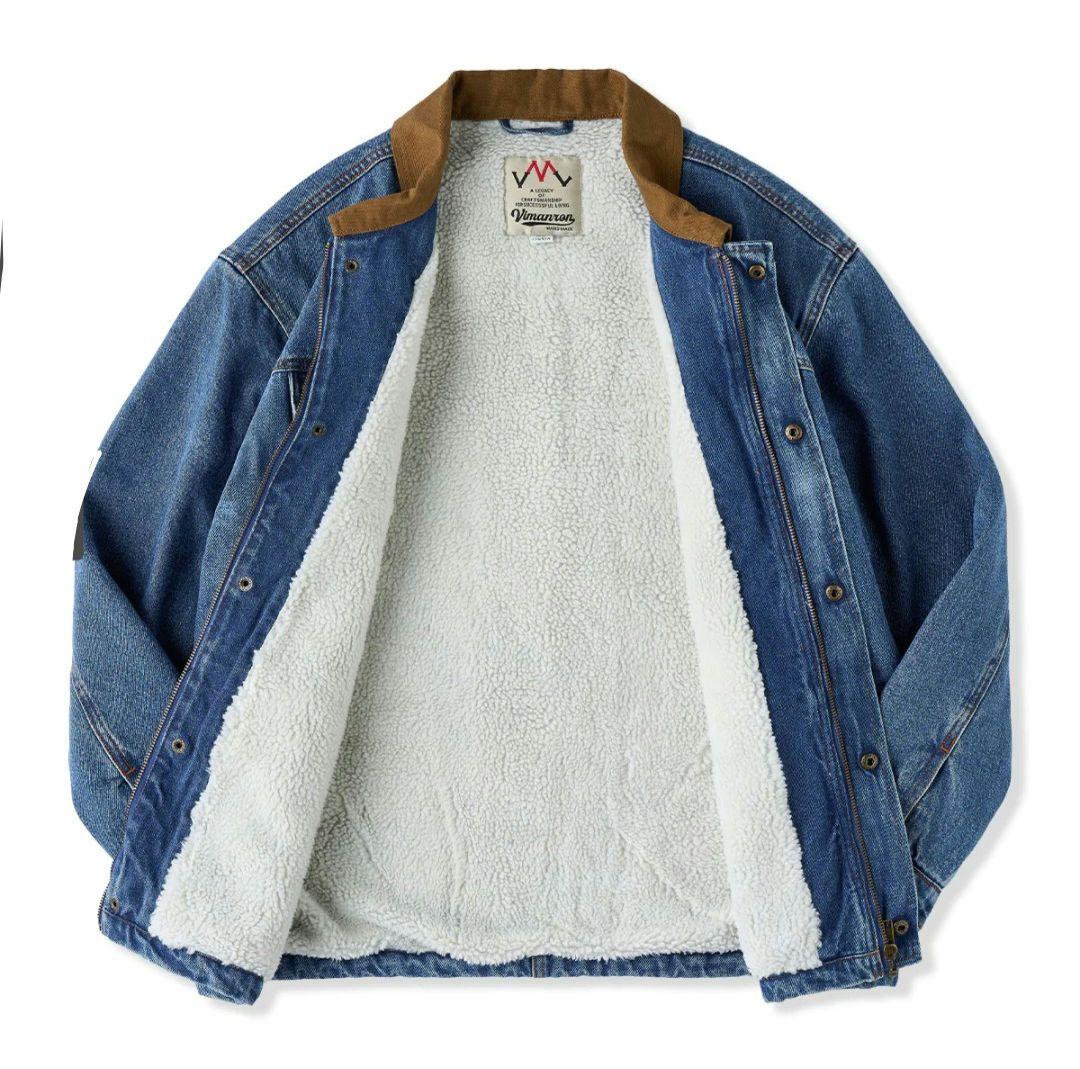 【karku】襟キャンバス切替　裏フリース　デニムワークジャケット