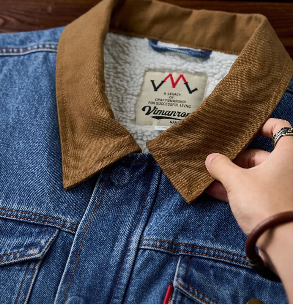 【karku】襟キャンバス切替　裏フリース　デニムワークジャケット