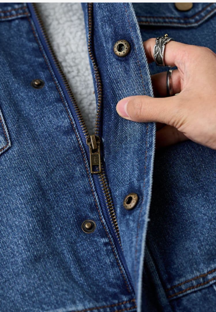 【karku】襟キャンバス切替　裏フリース　デニムワークジャケット