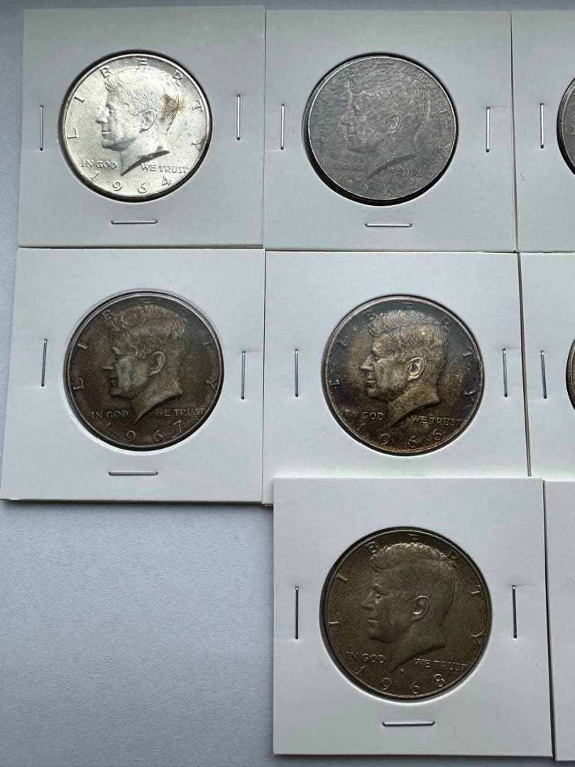 アメリカ銀貨　10枚　1964年 ケネディ銀貨　古銭銀貨　ハーフダラー銀貨 本物