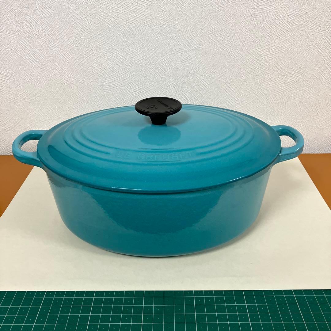LE CREUSET 27㎝　オーバル　ホーロー両手鍋 カリビアンブルー